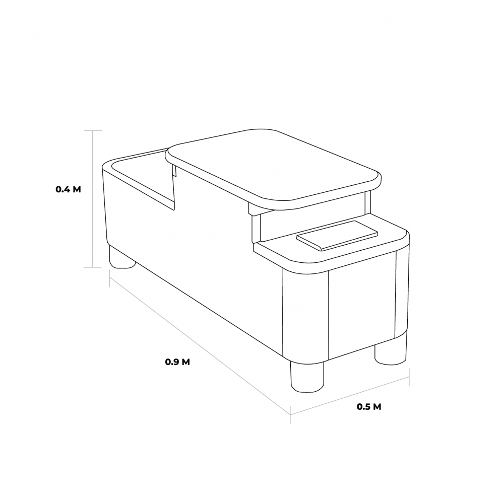 Kutana side table with socket dimension