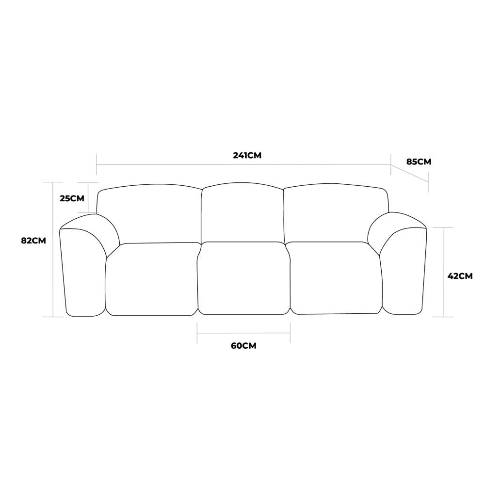 Mr biggie 3 seater dimensions